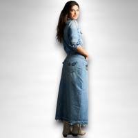 Falda Denim Anabel Lee Mujer | Midi Tiro Medio Recta Lentejuelas Parches | Edición Limitada "Todo Me Sale de Aquí" - details 3