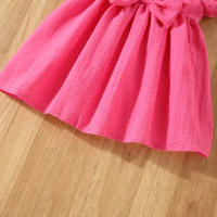 Vestido De Verano Para Bebé Niña En Color Sólido Con Cuello Redondo Y Lazo Para Uso Diario De Longitud De Rodilla - details 29