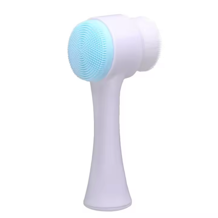 Cepillo De Limpieza Facial 3D Doble De Silicona Con Cerdas Suaves Exfoliador Manual Doble Cara Para Masaje Y Eliminación De Piel Muerta - 1