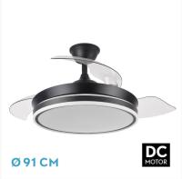 FABRILAMP Ventilador Dc Bayomo NEGRO 72w 6120lm 91d 3asp.desplegables,6 velocidades,metal y policarbonato 3000-4000-6000k Remoto, Temporizador, Memoria. Incluye mando a distancia y dos tijas de 10 y 25 centímetro Productos originales calidad de confianza - details 4