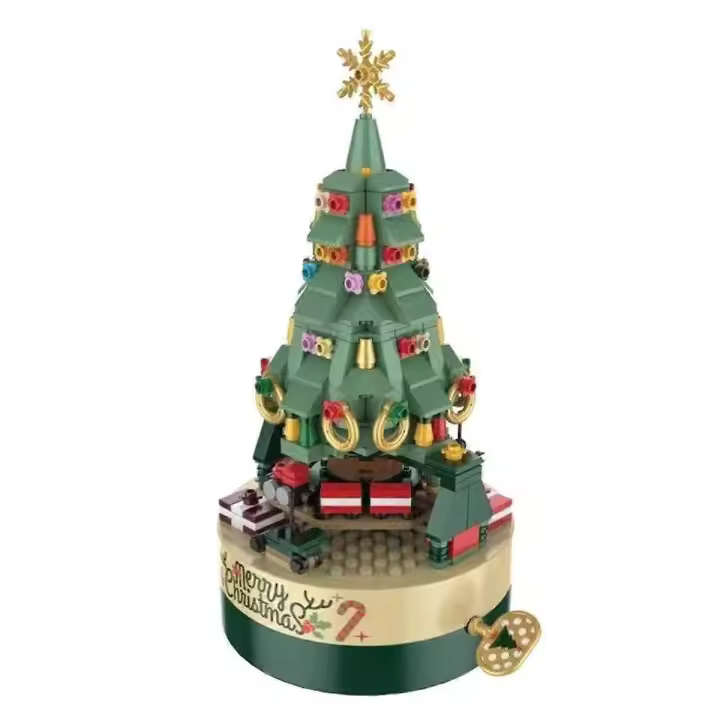 Christmas tree music box made of bricks, Christmas tree music box, DIY Christmas tree building block music B - 1