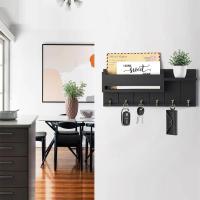 Porta-llaves Decorativo Y Organizador De Correo En Madera Rustica Con 6 Ganchos Para Llaves Soporte De Pared Para Sala De Estar Entrada - details 2
