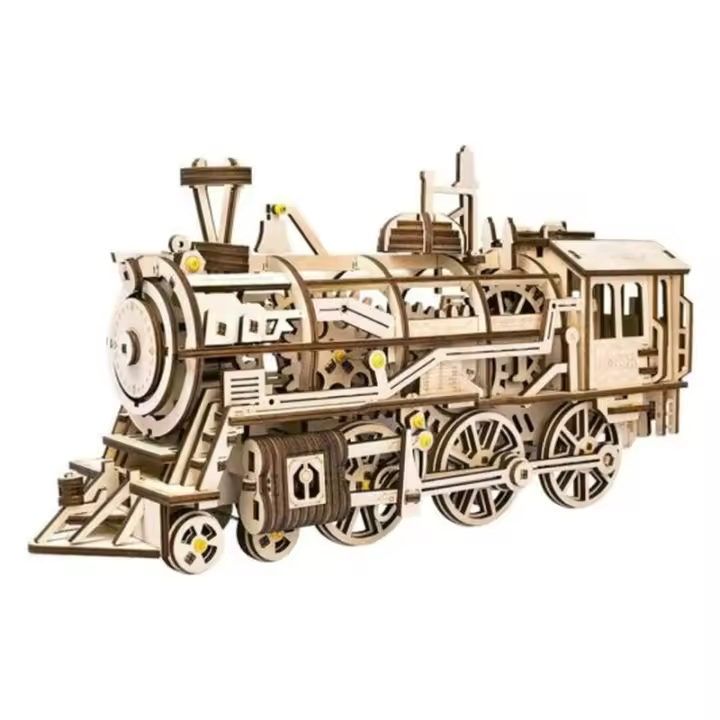Robotime maqueta de madera modelo tren de mercancías vintage en 3D - 1