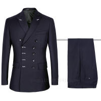 Traje De Boda Formal Para Hombre Doble Filo Moda Negocios Traje De Tuxedo Slim Fit Con Chaleco Y Pantalones Material COTTON Polyester Wool - details 1