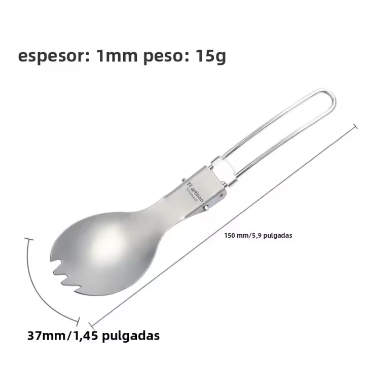 Tiartisan Cutlería De Titanio Plegable Portátil Para Camping Y Senderismo Tenedor Cuchillo Y Cucharón Unidad De Medida: Pieza - 1