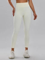 Pantalones Deportivos De Mujer En Color Sólido Cintura Alta Elástica Leggings De Fitness Sin Costuras Ajuste De Cadera - details 11