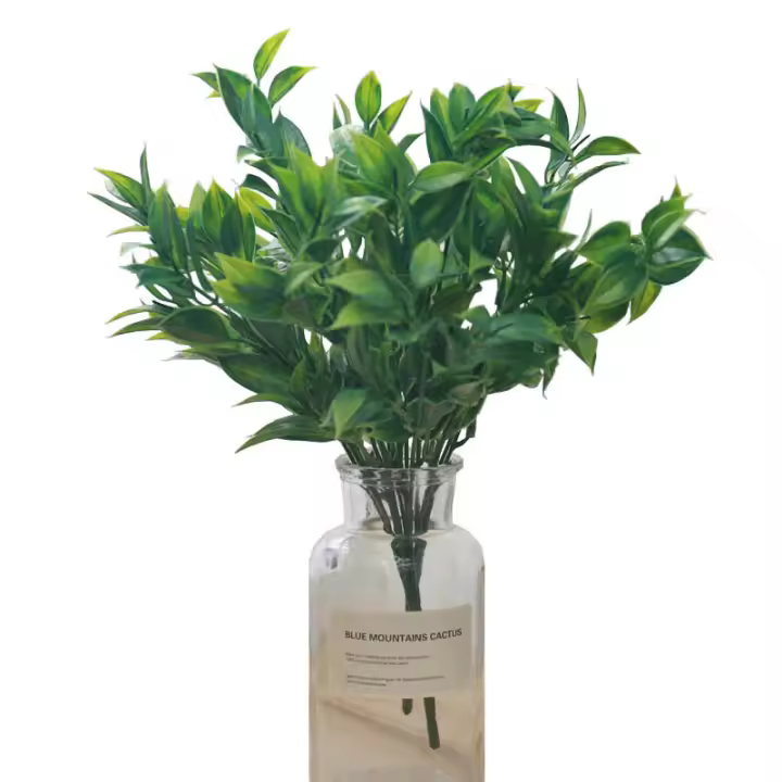 Plantas Artificiales De Eucalipto Con Hojas Naranja Decoración Para Hogar Y Bodas 7 Ramas Verdes Adorno Para Mesas De Navidad Y Exposiciones - 1