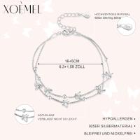 XOEMEL Pulsera de Plata 925 para Mujer, Mariposas, pulsera de Oro Rosa para Mujer with Perlas, pulsera ajustable en Capas, pulseras de La Amistad, Regalos para Mujeres, 17,7 pulgadas - details 2