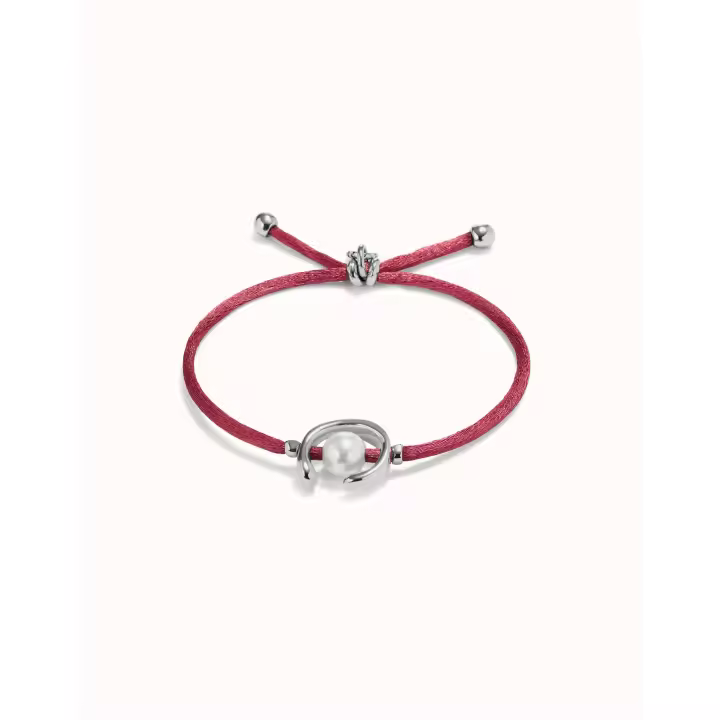 Pulsera Uno de 50 PUL2505MLVMTL0M hilo malva con perla shell fornitura bañada en plata de ley - 1