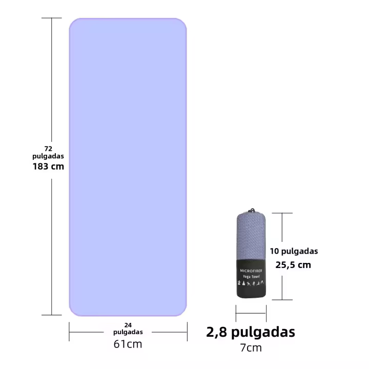 Toalla De Yoga No Deslizante Mutao 24"x 72" Absorbente Y Secado Rápido Microfibra Portátil Con Bolsa Anillo De Silicona Super-Absorbente - 1