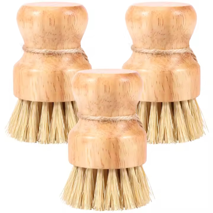 Juego De Cepillos De Cocina De Madera Sisal Recambiables Con Mango Largo Para Limpieza De Ollas Y Sartenes Set Ecológico Para Limpieza Del Hogar - 1