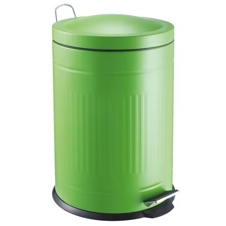 Cubo metal "step" verde 20L. (cubeta extraible) - Base de goma para ambientes húmedos - Acabado mate - Asa de transporte - Cubo de plástico extraíble fácil de limpiar - Tamaño: Ø29,5xH46cm - 1