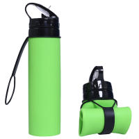 Botella Deportiva De Silicona Reutilizable Para Niños 600ml Plegable Suave Para Hogar Y Oficina Con Mango Y Tapa De Tapon - details 4