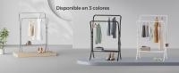 SONGMICS Burro de Ropa, Perchero Portátil, Doble Barra para Colgar Ropa, Estructura de Metal Resistente, 6 Ganchos, Estante de Almacenamiento, para Dormitorio, Sala de Estar, Blanco Nube/Negro Tinta/Plata - details 1
