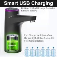 Dispensador de agua automático, bomba para botellas de agua, bomba de agua potable, dispensador de agua eléctrico para camping, hogar, oficina, recargable (negro) - details 2
