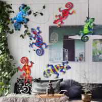 Nueva Decoración De Pared En Metal De Geckos Arte Y Manualidades Escultura Inspiracional Para Interior Y Exterior - details 0