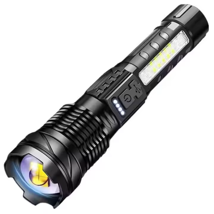 Linterna Táctica，Una linterna multifuncional para exteriores, con un zoom telescópico super brillante, luz de campamento recargable, ideal para viajes, camping, senderismo, pesca y emergencias. - 1