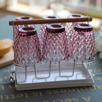 ARISE SHOP-Juego de 6 Vasos SIDARI 270ml,Azúl,Rosa y Transparente,Vasos de Vidrio para bebidas,vino,para el hogar,bar - details 3