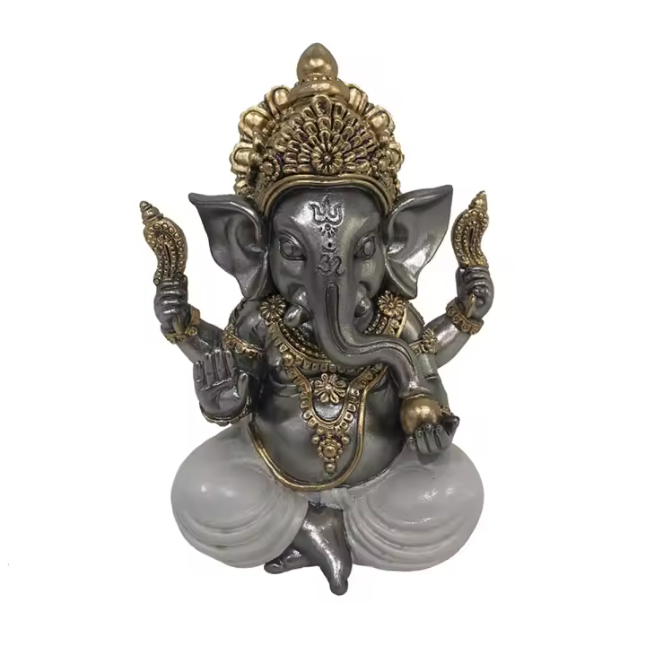 Signes Grimalt Figura Ganesh | Figura de Buda Plateado Oriental 13X9X10cm - 1