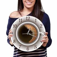 Reloj de pared silencioso con taza de café y espuma, decoración de cocina, cafetería, letrero de pared, estilo cafetería - details 4