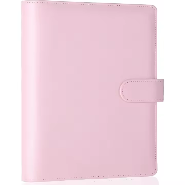 Carpeta de anillas A5 - Organizador personal - Funda recargable para agenda - Para insertos y recambios de agenda A5 - Cuero sintético - Con cierre magnético - 6 anillas - Rosa - 1