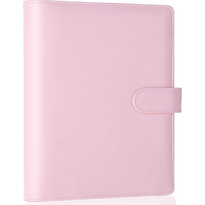 Carpeta de anillas A5 - Organizador personal - Funda recargable para agenda - Para insertos y recambios de agenda A5 - Cuero sintético - Con cierre magnético - 6 anillas - Rosa