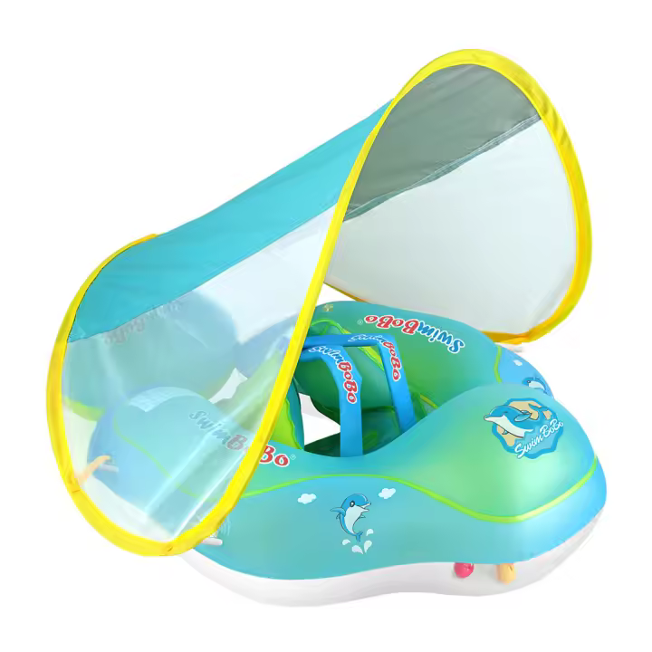 Anillo de natación para bebés Swimbobo, anillo de natación para niños, anillo de natación para axilas, protección solar, bola flotante azul - 1
