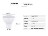 Bombilla LED RGB GU10 10W Control Remoto Luz De Spot Colorida Dimmer Para Decoración De Sala De Estar Y Dormitorio Vida Media 50000h - details 2