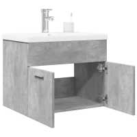 vidaXL Mueble con lavabo madera de ingeniería en color Blanco/Gris hormigón/Negro y más | almacenamiento funcional diseño moderno para baño dormitorio sala - details 1