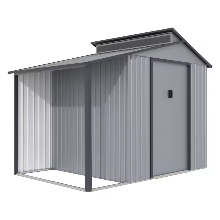 Caseta de metal con pergola "Madras" - 5.64 m² - Gris, Caseta de metal con pergola "Madras" - 5.64 m² - Gris - 1