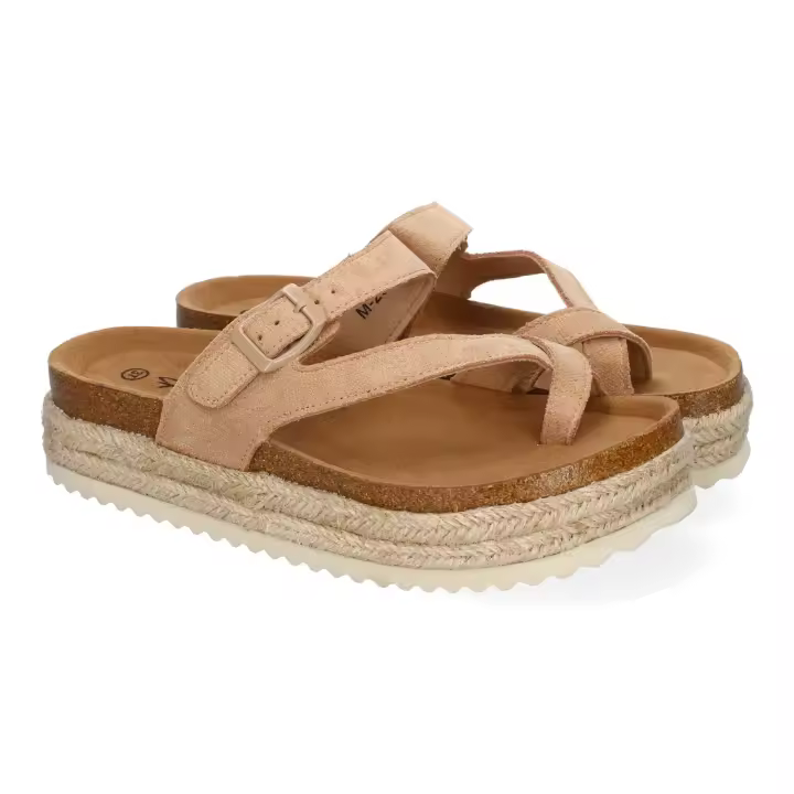 PuntoSalao Sandalias planas con plataforma tipo esclava para mujer kaki M-238 - 1