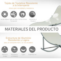 Outsunny 2 Tumbonas Plegables de Aluminio en Forma de S Ergonómica con Tela Texteline para Piscina Patio Jardín Terraza 165x61x63 cm - details 5