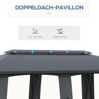 Carpa de fiesta de 3x6 m with Doble Techo y Paredes laterales, mosquitera para hasta 15 personas, metal galvanizado, Dark Gris - details 1