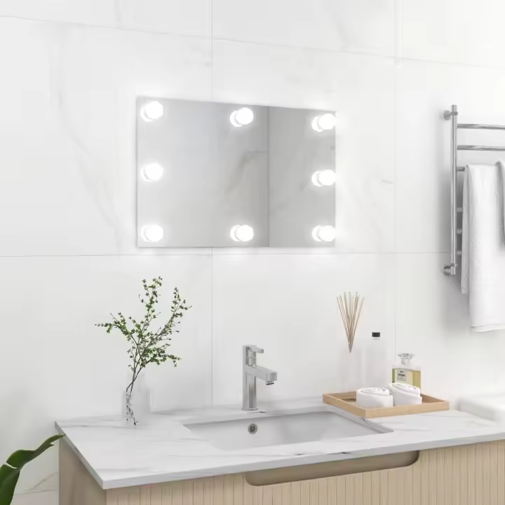 vidaXL Espejo de pared con luces LED rectangular de vidrio - 1