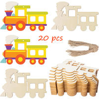 20 Pack Cortes De Tren De Madera No Terminados Para Manualidades DIY Etiquetas De Regalo Decoración De Pared Para Fiestas Y Vacaciones - details 0
