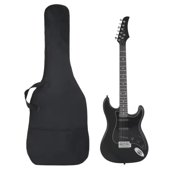 vidaXL Guitarra Eléctrica para Principiantes con Funda Instrumento 4/4 39" Color Negro,  Marrón y blanco,  Negro y dorado y mas - 1
