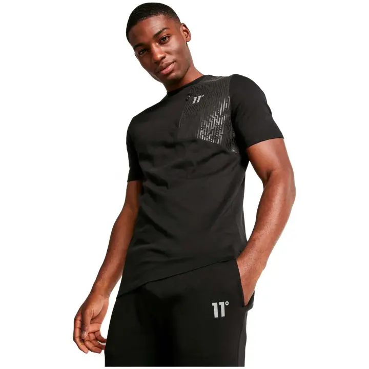 Camiseta de Manga Corta 11 Degrees Mixed Fabric para unisex en color negro - 1