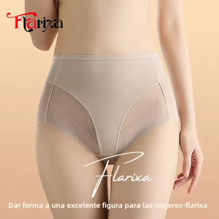 Flarixa Bragas De Malla Con Cintura Alta Para Mujer Modelador De Cintura En Seda De Hielo Briefs De Encaje Elástico Lencería Femenina - 1