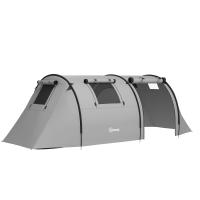 Outsunny Tienda de Campaña Familiar para 3-4 Personas Tienda Camping Plegable Ligera con Puertas Ventallas Gancho Bolsa de Transporte Impermeable 3000 mm para Playa Senderismo 470x220x150 cm Gris - details 0