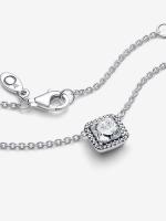 Pandora - Collar con Halo de Brillo Cuadrada-Plata de Leyes - details 2