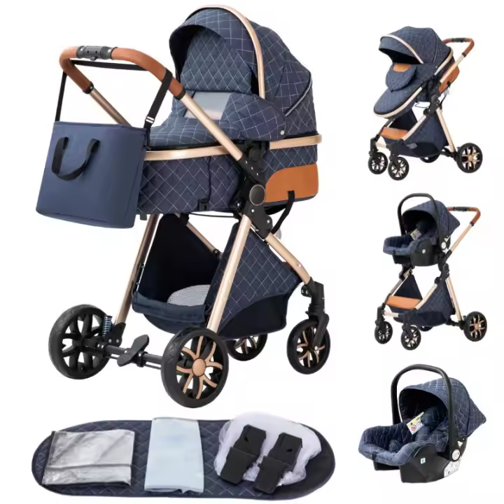 EU Children Store - Cochecito de bebé multifuncional, cochecito de bebé 3 en 1, asiento de seguridad, computadora portátil, estándar de la ue, fácil de doblar, entrega gratuita, gran comodidad en el espacio de accesorios para bebés - 1