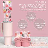 Bandeja de silicona para Cubitos de Hielo con tapa para Vaso Stanely, Moldes para Vagos de Hielo, bandejas cilíndricas de silicona para freezador, sin BPA, Aptas para lavavajillas (Rosa) - details 1