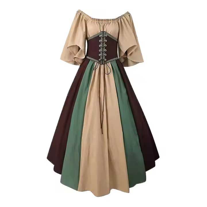 Medieval Clothing Women's Short Sleeve Gothic Dresses Retro Party Dresses Prom Dress - 1