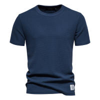 Camiseta De Punto De Palanca Para Hombre AIOPESON Color Sólido Casual Cuidado Facilidad Verano Moda Tops De Calidad Breathable Ligera O-Neck Sin Capucha - details 1
