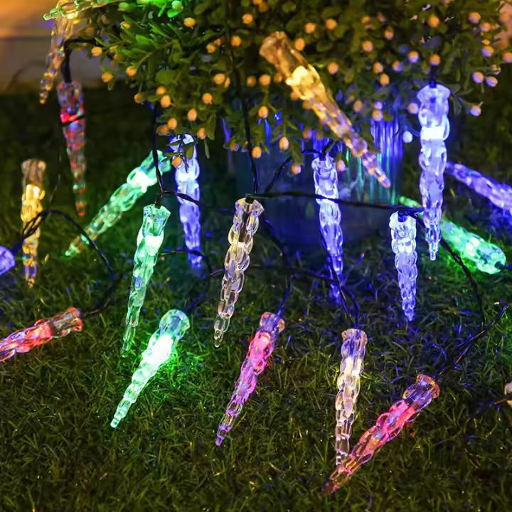 Cadena De Luces LED Solar Para Hielo Columna De Hielo Luz Color Exterior Jardín Camping Impermeable Navidad - 1