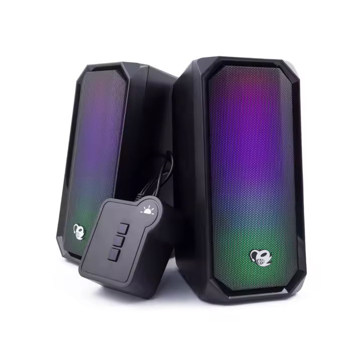 Altavoces 2.0 6W RMS, con 6 Modos de Iluminación RGB R205 DeepGaming, Entrada Auxiliar + Bluetooth 5.0 - 1