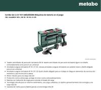 METABO TALADRO + AMOLADORA COMBO SET 2.4.4 18 V (685205500) + MÁQUINAS DE BATERÍA EN EL JUEGO 18V; METABOX 165 L; SB 18 + W 18 L 9-125 - details 0
