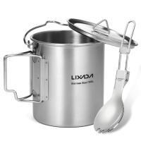 LIXADA Taza De Acero Inoxidable Portátil De 750ml Con Tapa Y Manija Plegable Para Camping Cocina Picnic Deportes Al Aire Libre - details 9