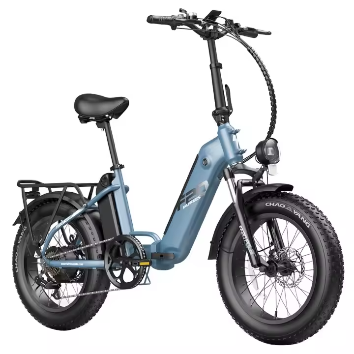 Bicicleta Eléctrica Fafrees FF20 Polar, Motor de 48V 500W, Velocidad Máxima de 40Km/h, Doble Batería de 10.4Ah para 150KM de Autonomía, Neumáticos CHAOYANG de 20"x4.0", Frenos de Disco Dobles, Cambio SHIMANO de 7 Velocidades, Pantalla LCD a Color - Azul - 1