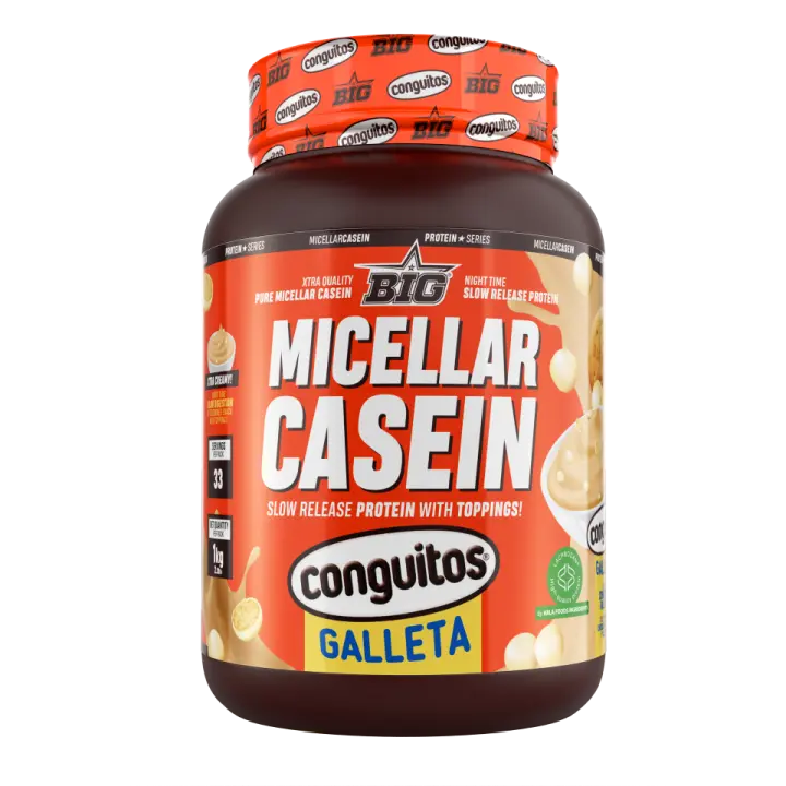 MICELLAR CASEIN Conguitos Blanco Galleta (1KG) - Big + mix regalo  Deliciosa  Baja en azúcares  Baja en grasas  Saludable  Caseína - 1
